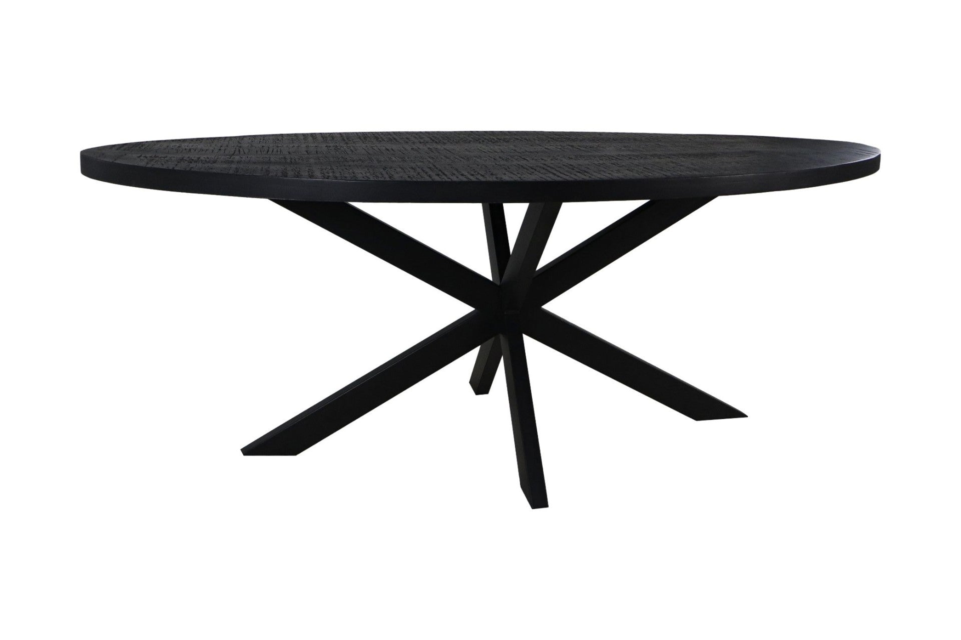 HSM Collection-Ovale Eettafel Melbourne-180x90x76-Zwart-Mango/Metaal
