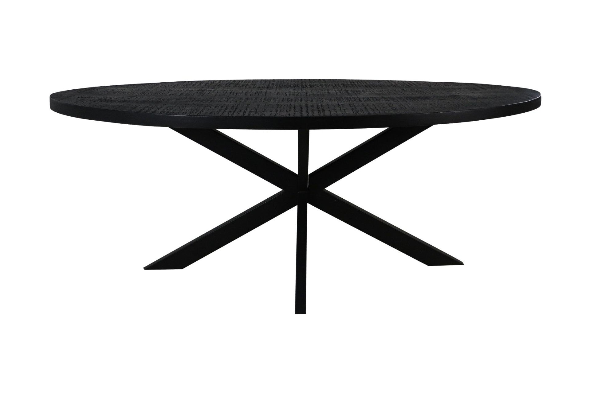 HSM Collection-Ovale Eettafel Melbourne-180x90x76-Zwart-Mango/Metaal