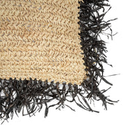 Bazar Bizar  Raffia Kussenhoes - Naturel Zwart - 60x60