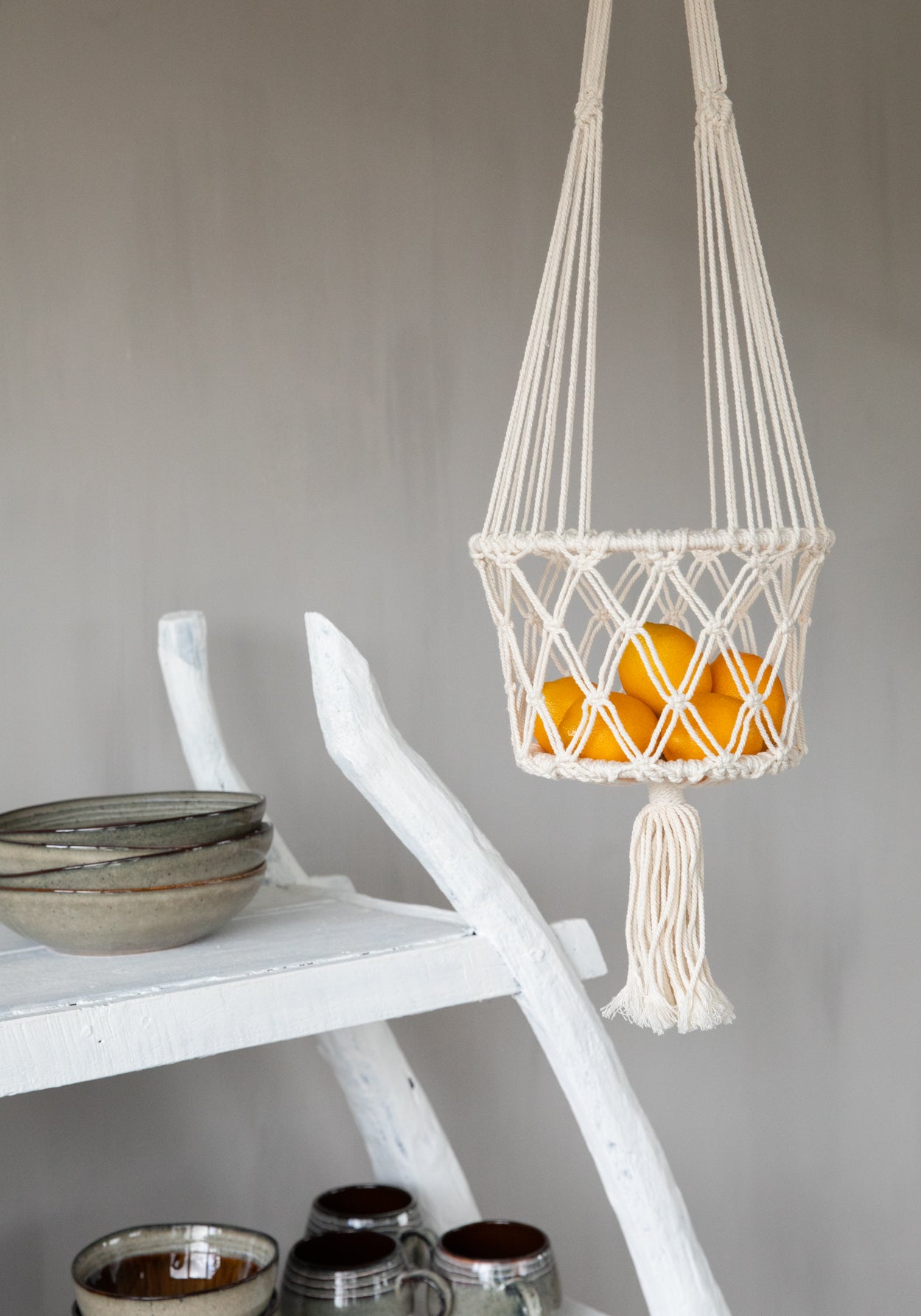 Bazar Bizar De Macrame Planthanger - Wit - L