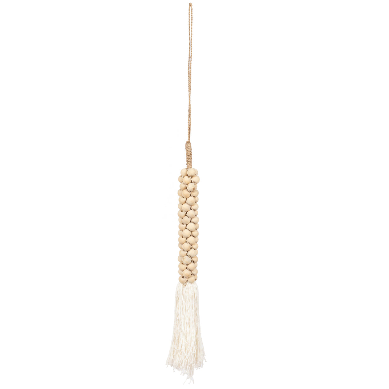 Bazar Bizar De Wooden Beads met Katoen Hangdecoratie - Wit
