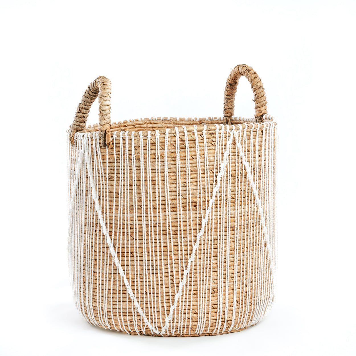 Bazar Bizar De Straight Stitched Macrame Mand - Naturel Wit - M
