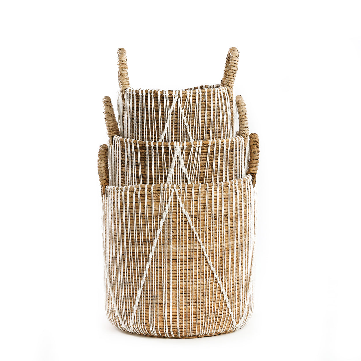 Bazar Bizar De Straight Stitched Macrame Mand - Naturel Wit - M