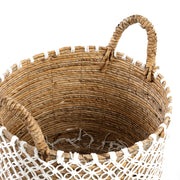 Bazar Bizar De Cross Stitched Macramé Mand - Naturel Wit - L