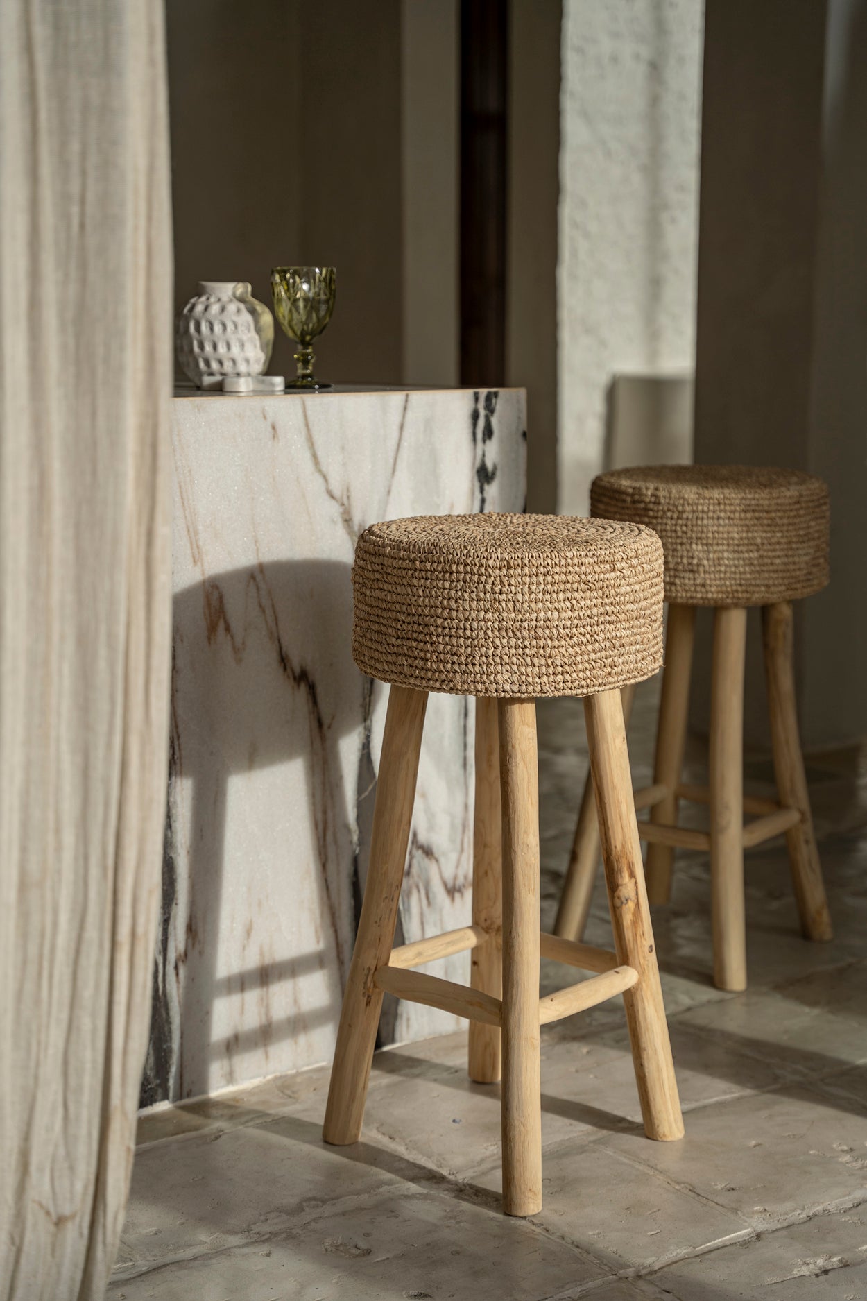 Bazar Bizar De Raffia Barstoel