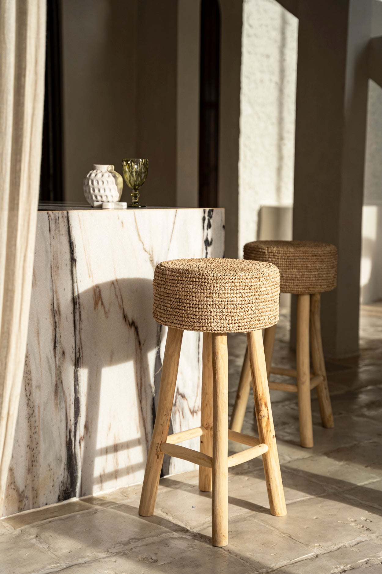 Bazar Bizar De Raffia Barstoel