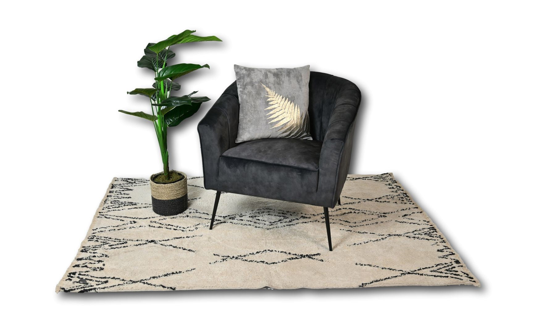 HSM Collection-Sierkussen Met Print-45x45-Licht Grijs/Goud-Stof