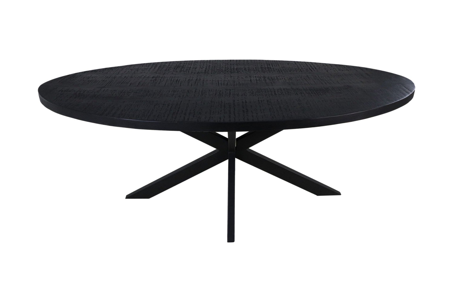 HSM Collection-Ovale Eettafel Melbourne-180x90x76-Zwart-Mango/Metaal